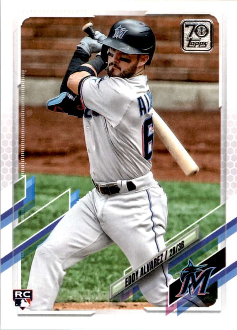 2021 Topps Baseball #326 Eddy Alvarez RC Rookie Miami Marlins Image 1