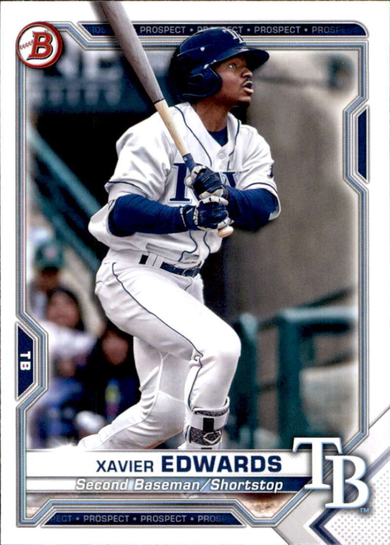2021 Bowman Prospects #BP-101 Xavier Edwards Tampa Bay Rays V91664 Image 1