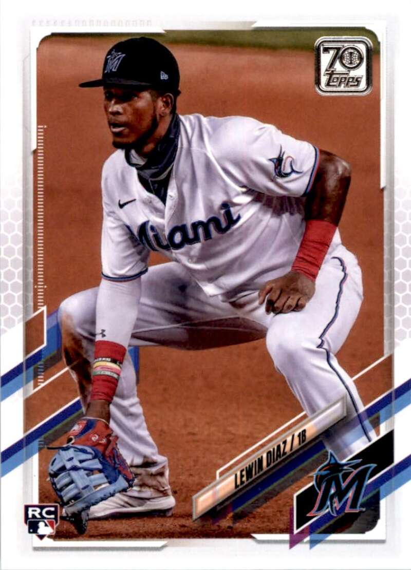 2021 Topps Baseball #417 Lewin Diaz RC Rookie Miami Marlins Image 1
