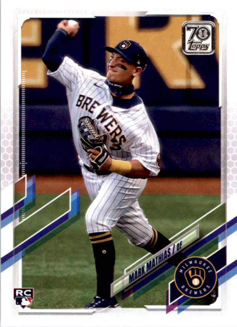 2021 Topps Baseball #421 Mark Mathias RC Rookie Milwaukee Brewers Image 1