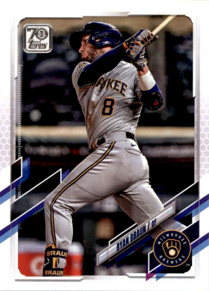 2021 Topps Baseball #497 Ryan Braun Milwaukee Brewers Image 1