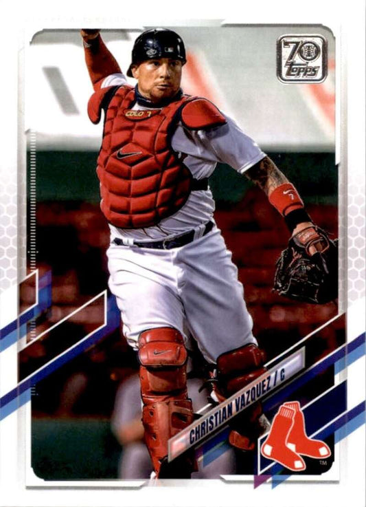 2021 Topps Baseball  #557 Christian Vazquez  Boston Red Sox  Image 1