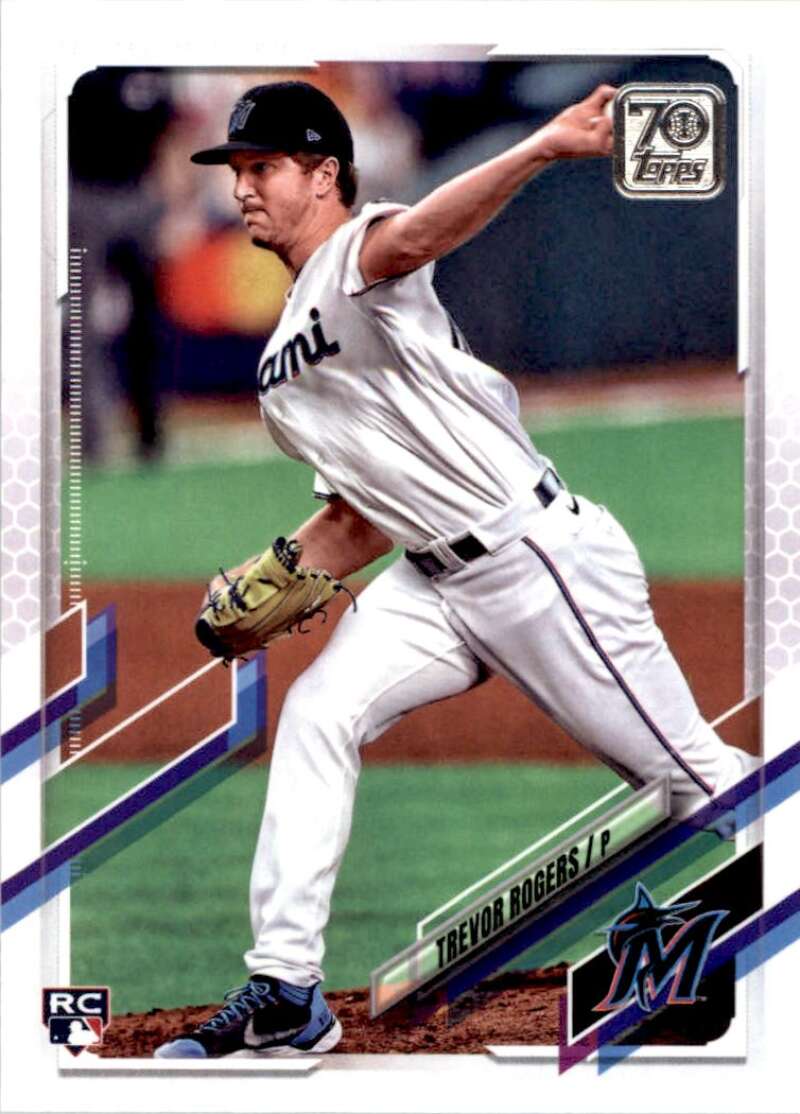 2021 Topps Baseball #563 Trevor Rogers RC Rookie Miami Marlins Image 1