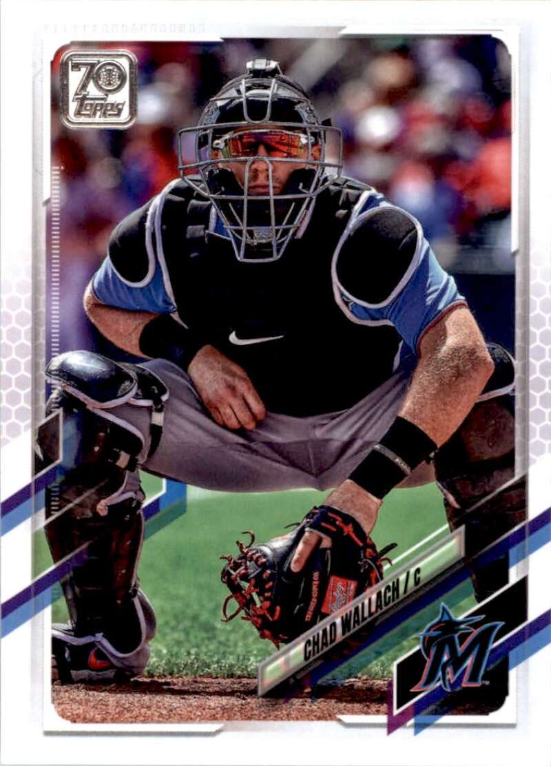 2021 Topps Baseball #593 Chad Wallach Miami Marlins Image 1