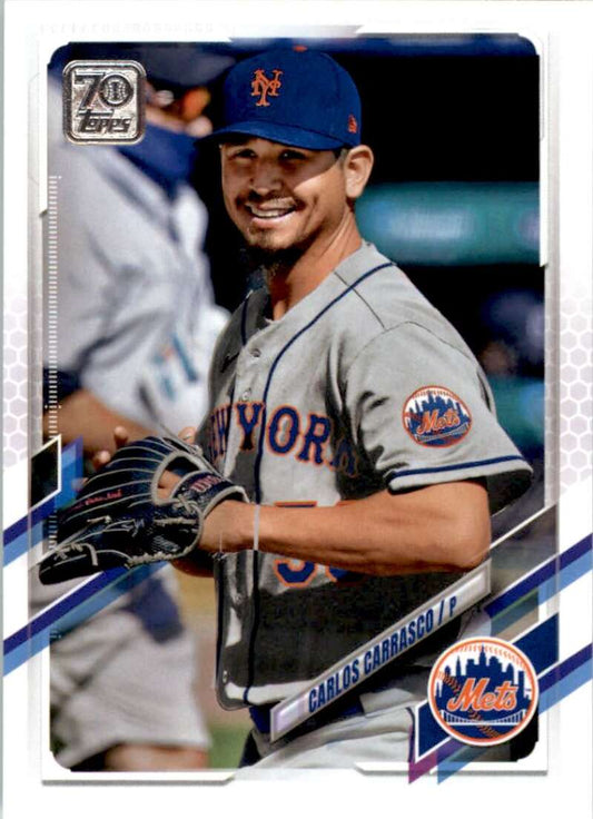 2021 Topps Baseball  #655 Carlos Carrasco  New York Mets  Image 1
