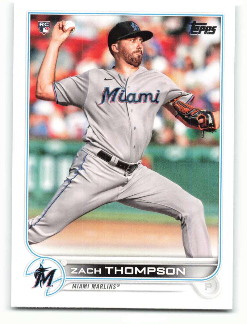 2022 Topps Baseball #227 Zach Thompson RC Rookie Miami Marlins Image 1