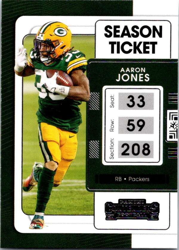 2021 Panini Contenders Season Ticket #36 Aaron Jones Packers V88490 Image 1