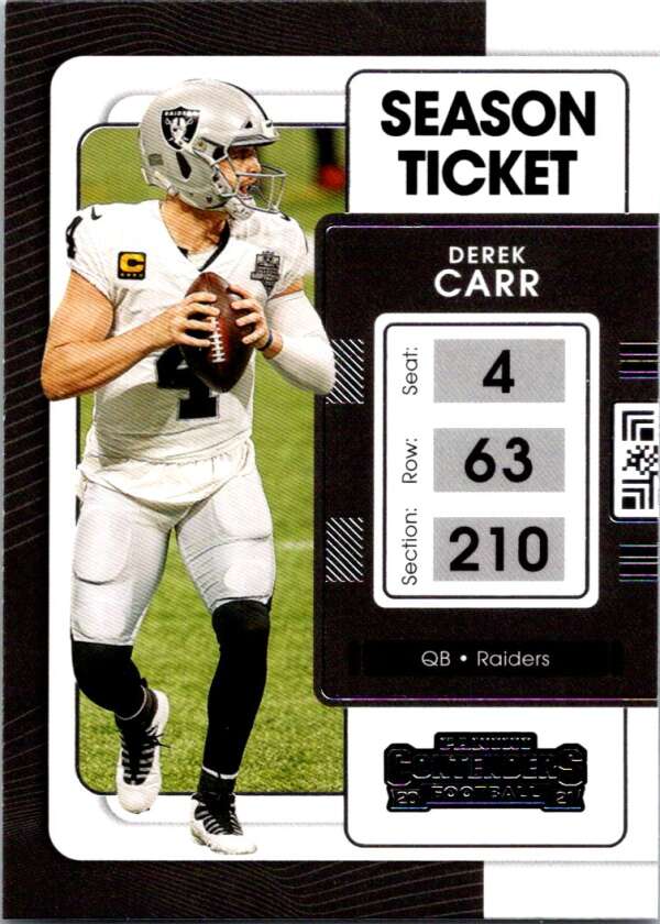 2021 Panini Contenders Season Ticket #57 Derek Carr Raiders V88515 Image 1