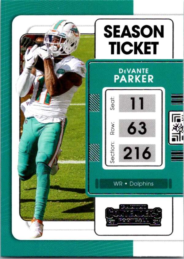 2021 Panini Contenders Season Ticket #61 DeVante Parker Dolphins V88521 Image 1