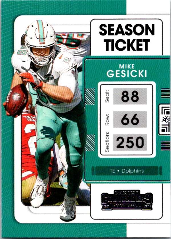 2021 Panini Contenders Season Ticket #62 Mike Gesicki Dolphins V88523 Image 1