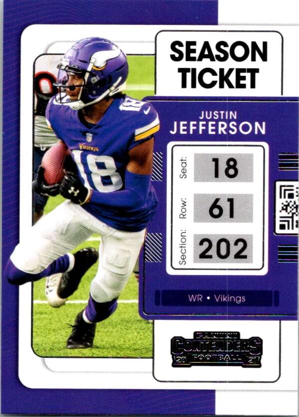 2021 Panini Contenders Season Ticket #63 Justin Jefferson Vikings V88526 Image 1