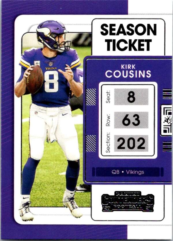 2021 Panini Contenders Season Ticket #64 Kirk Cousins Vikings V88528 Image 1