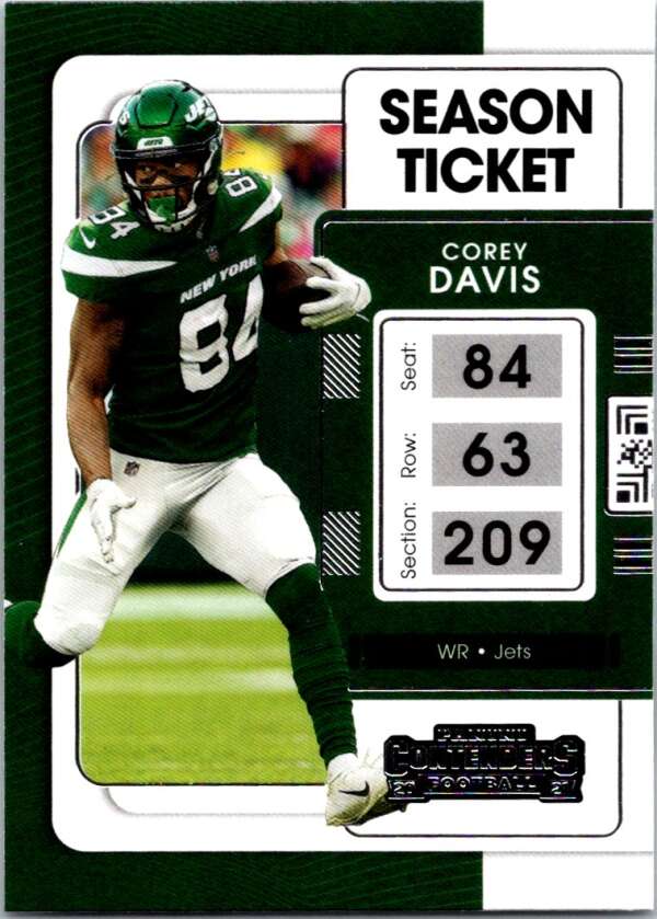 2021 Panini Contenders Season Ticket #76 Corey Davis Jets V88556 Image 1