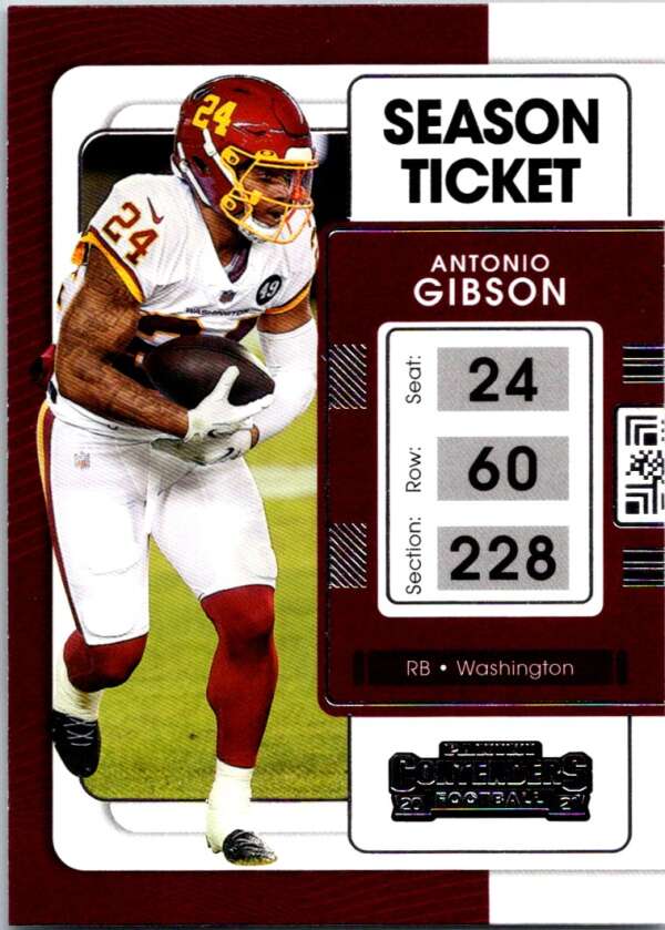 2021 Panini Contenders Season Ticket #99 Antonio Gibson Washington V88585 Image 1