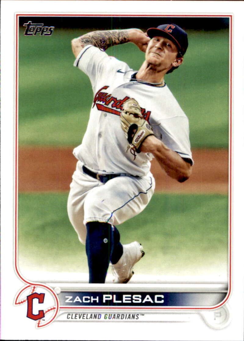 2022 Topps Baseball #377 Zach Plesac Cleveland Guardians Image 1