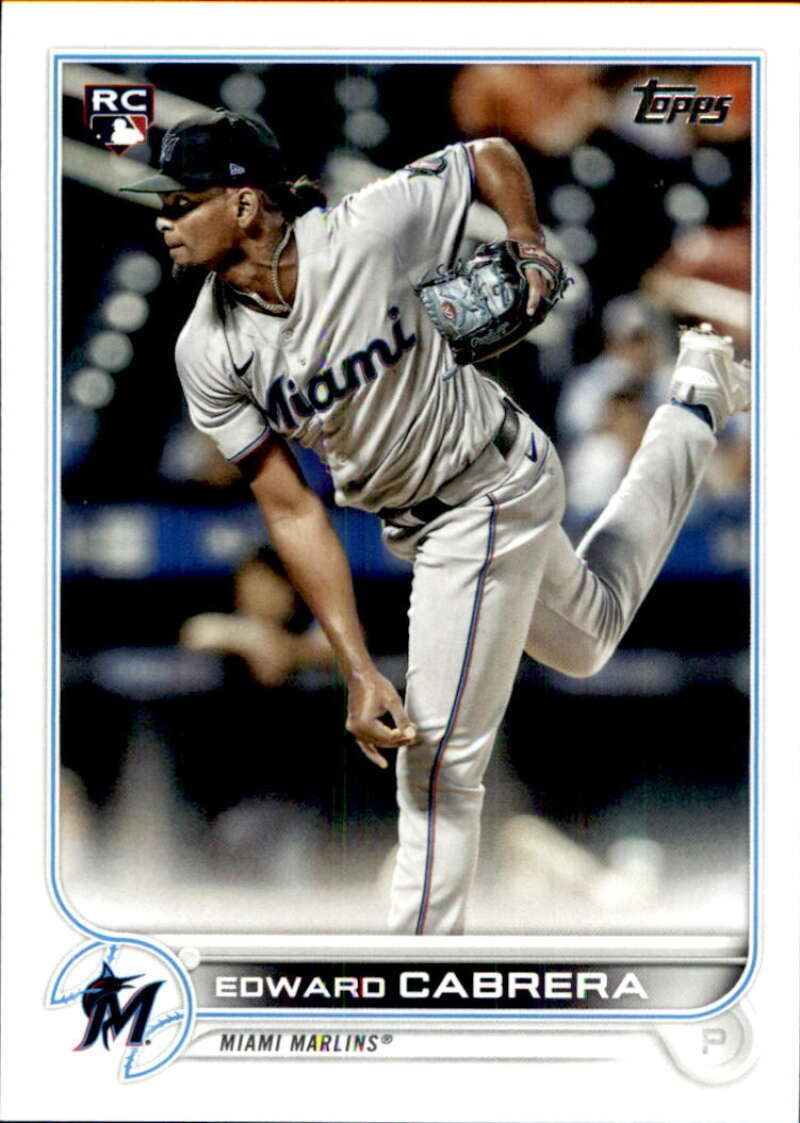 2022 Topps Baseball #566 Edward Cabrera RC Rookie Miami Marlins Image 1