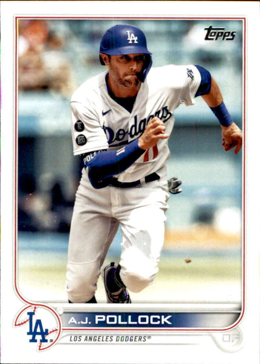 2022 Topps Baseball  #608 A.J. Pollock  Los Angeles Dodgers  Image 1