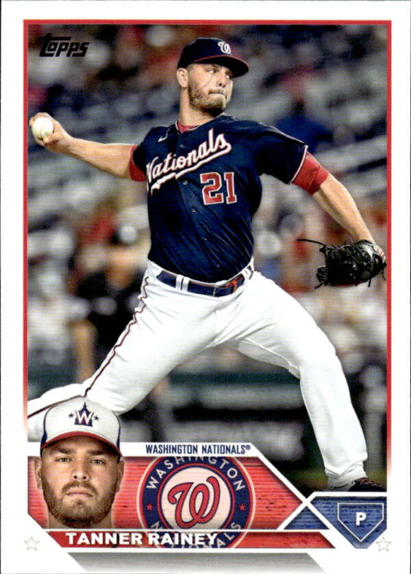 2023 Topps Baseball  #80 Tanner Rainey  Washington Nationals  Image 1