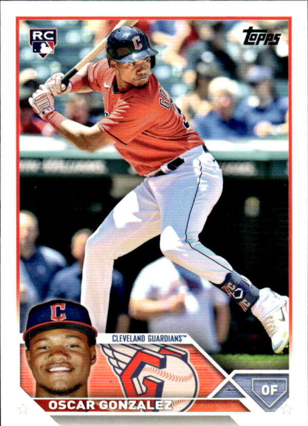 2023 Topps Baseball #119 Oscar Gonzalez RC Rookie Cleveland Guardians Image 1