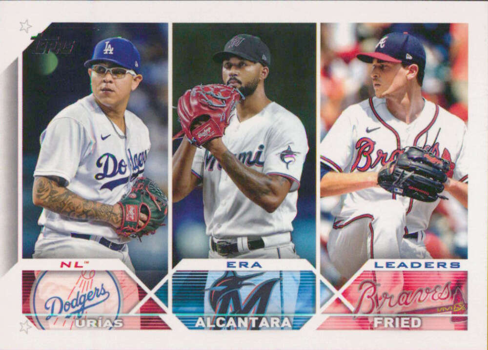 2023 Topps Baseball #211 Max Fried/Sandy Alcantara/Julio Urias Image 1