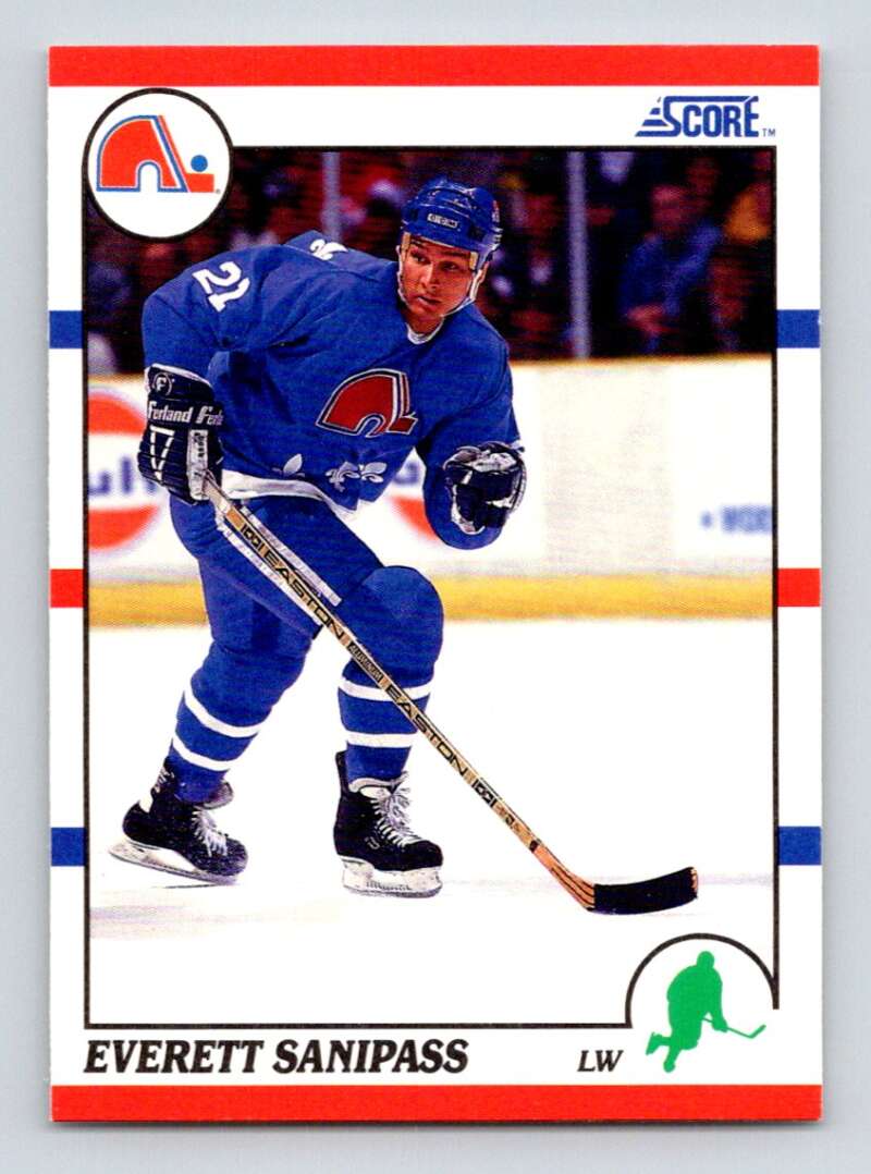 1990-91 Score American #28 Everett Sanipass RC Rookie Quebec Nordiques Image 1