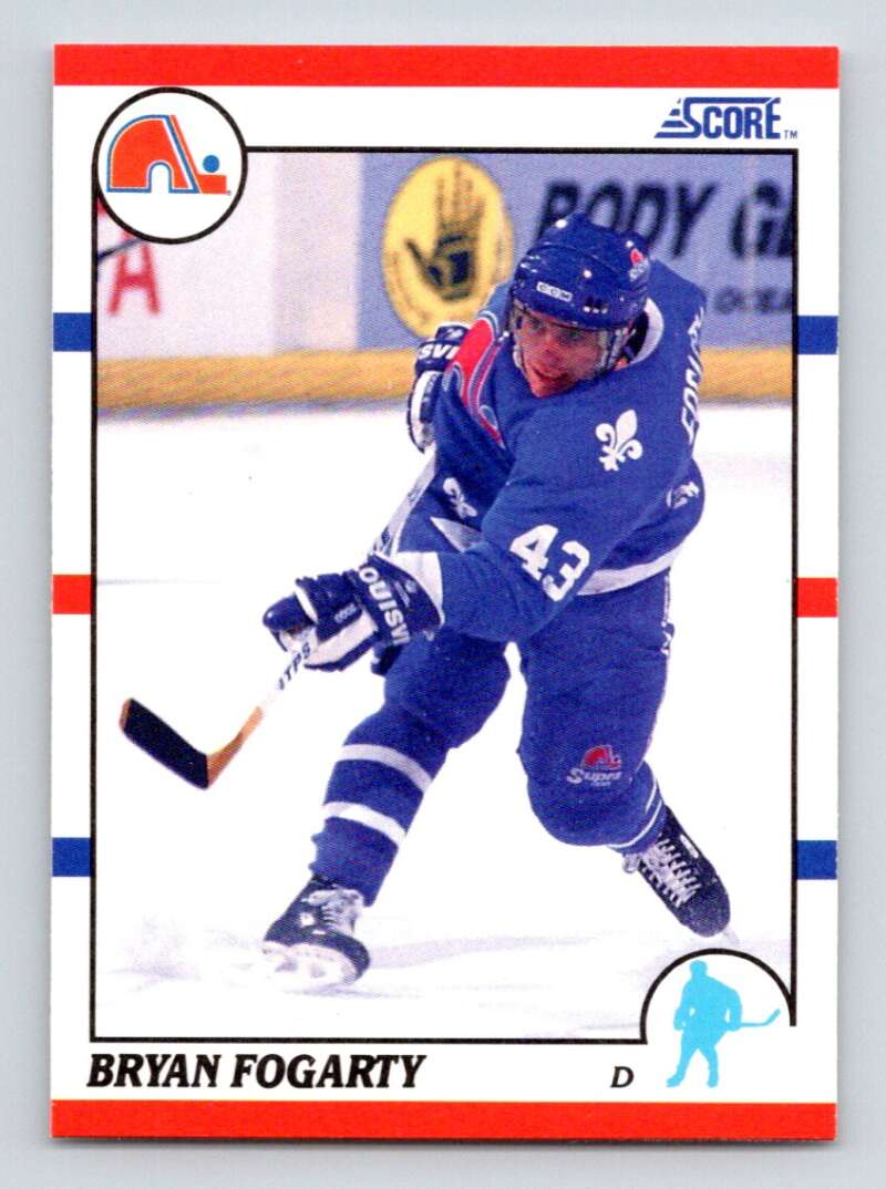 1990-91 Score American #54 Bryan Fogarty RC Rookie Quebec Nordiques Image 1