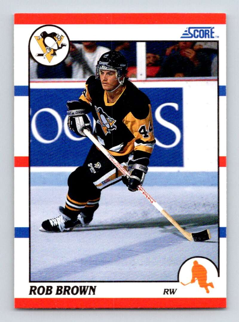 1990-91 Score American #105 Rob Brown Pittsburgh Penguins Image 1