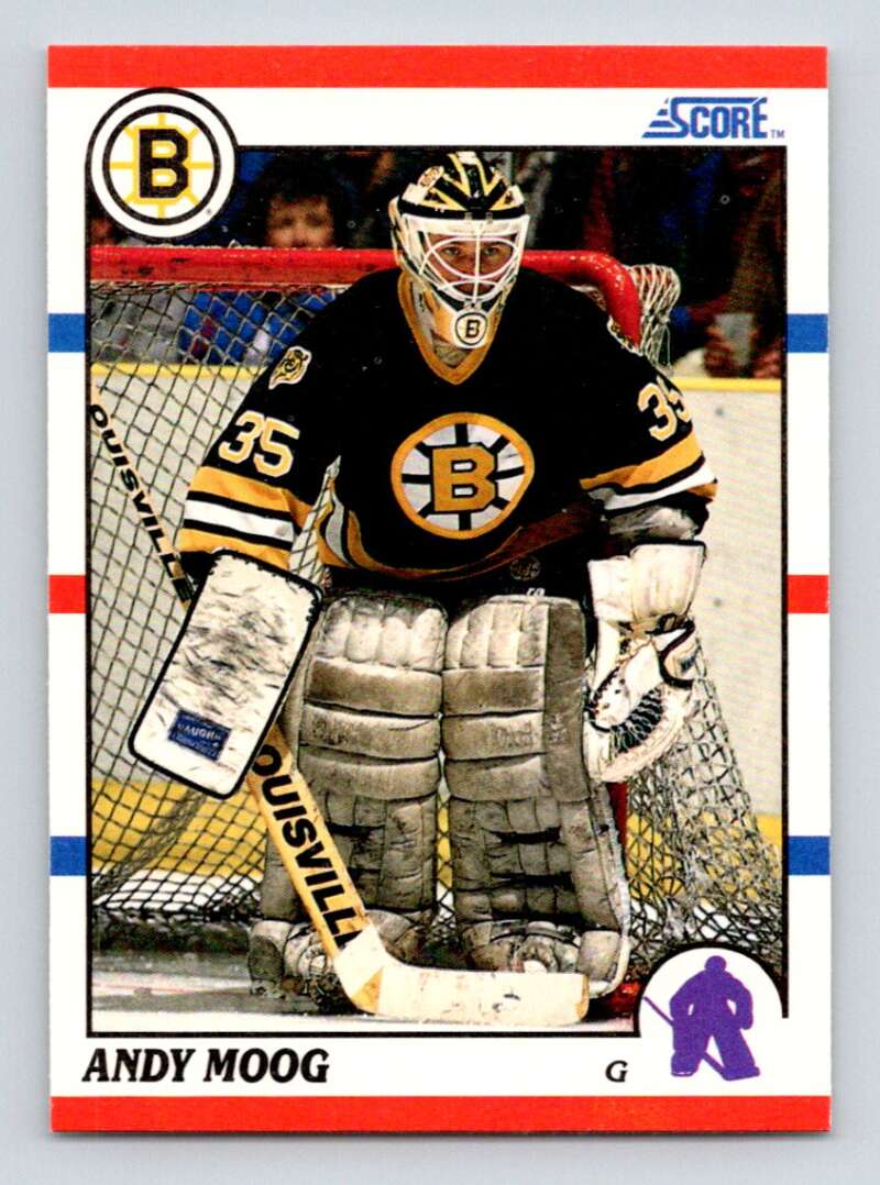 1990-91 Score American #140 Andy Moog Boston Bruins Image 1