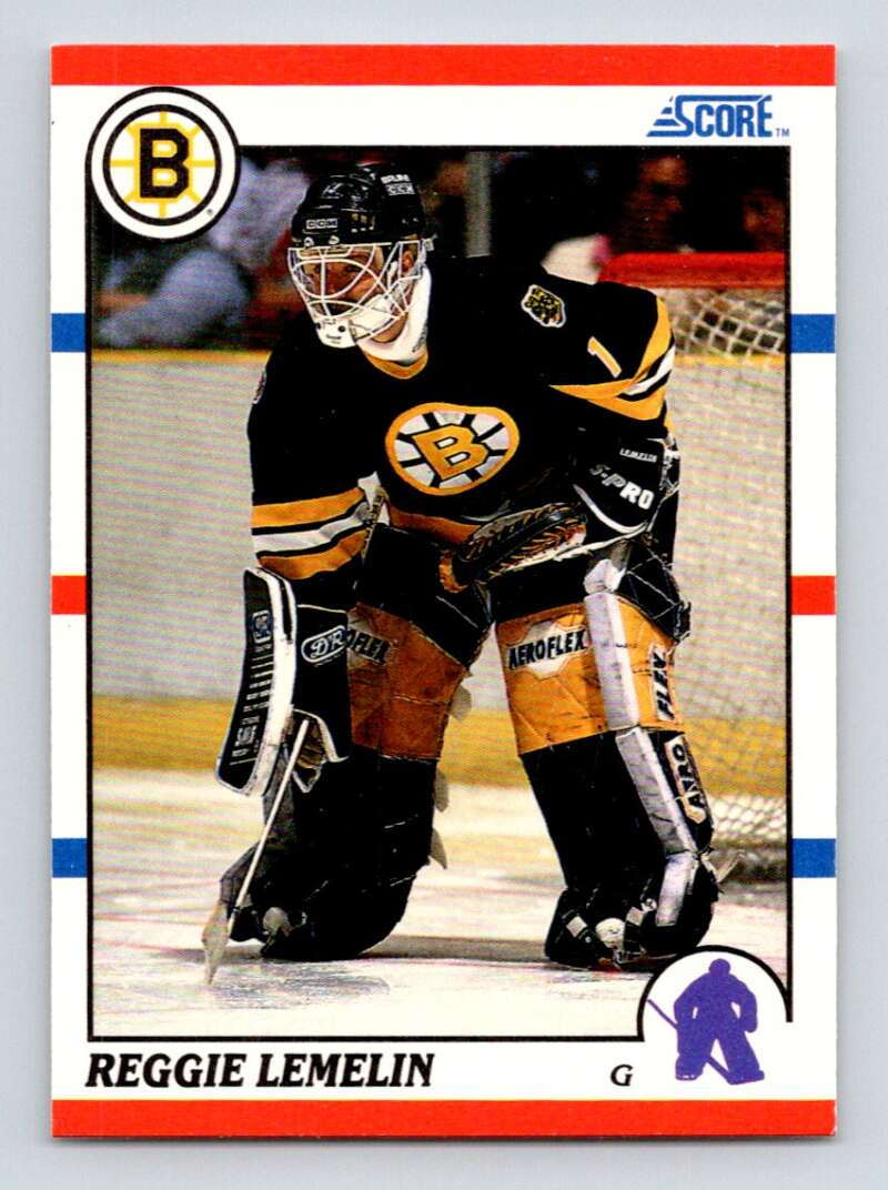 1990-91 Score American #159 Reggie Lemelin Boston Bruins Image 1