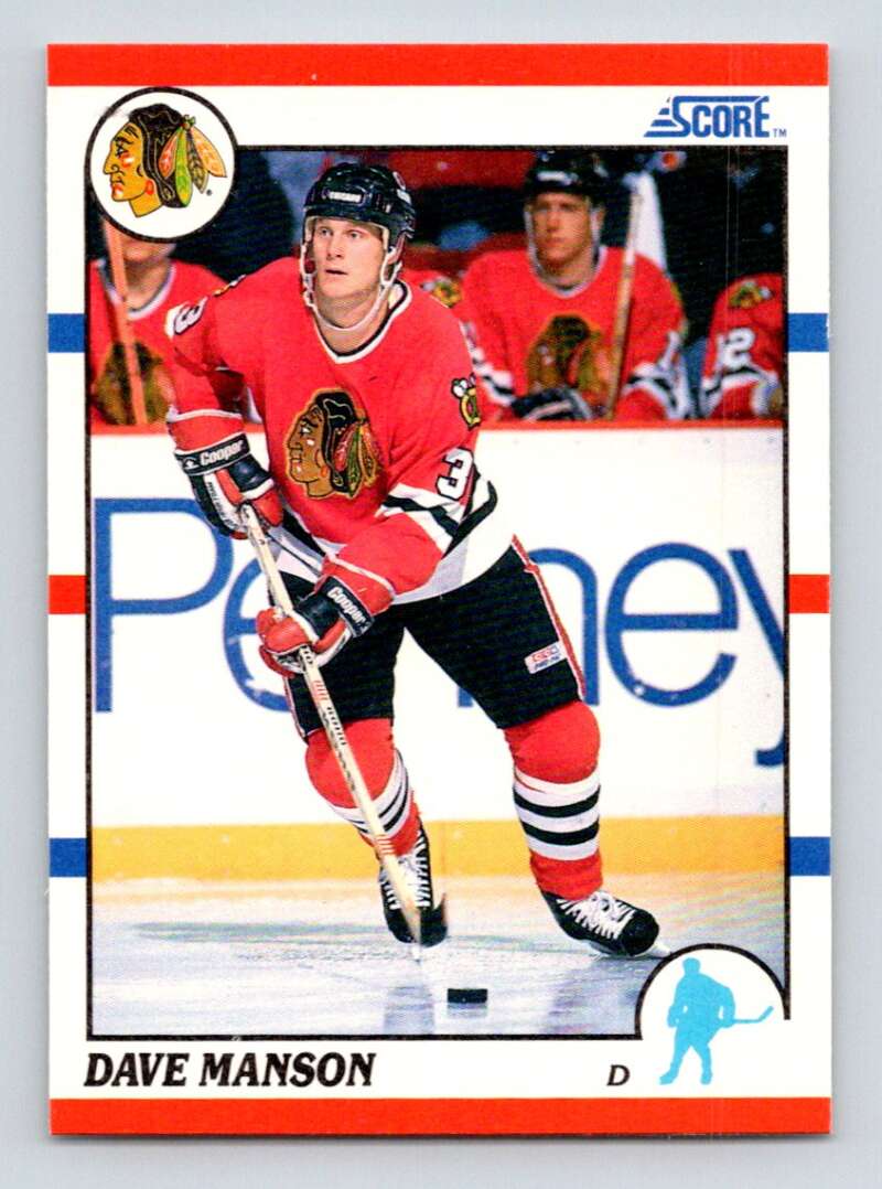 1990-91 Score American #193 Dave Manson Chicago Blackhawks Image 1