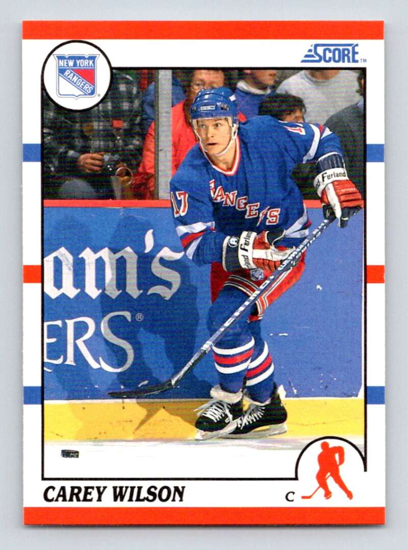 1990-91 Score American #254 Carey Wilson New York Rangers Image 1