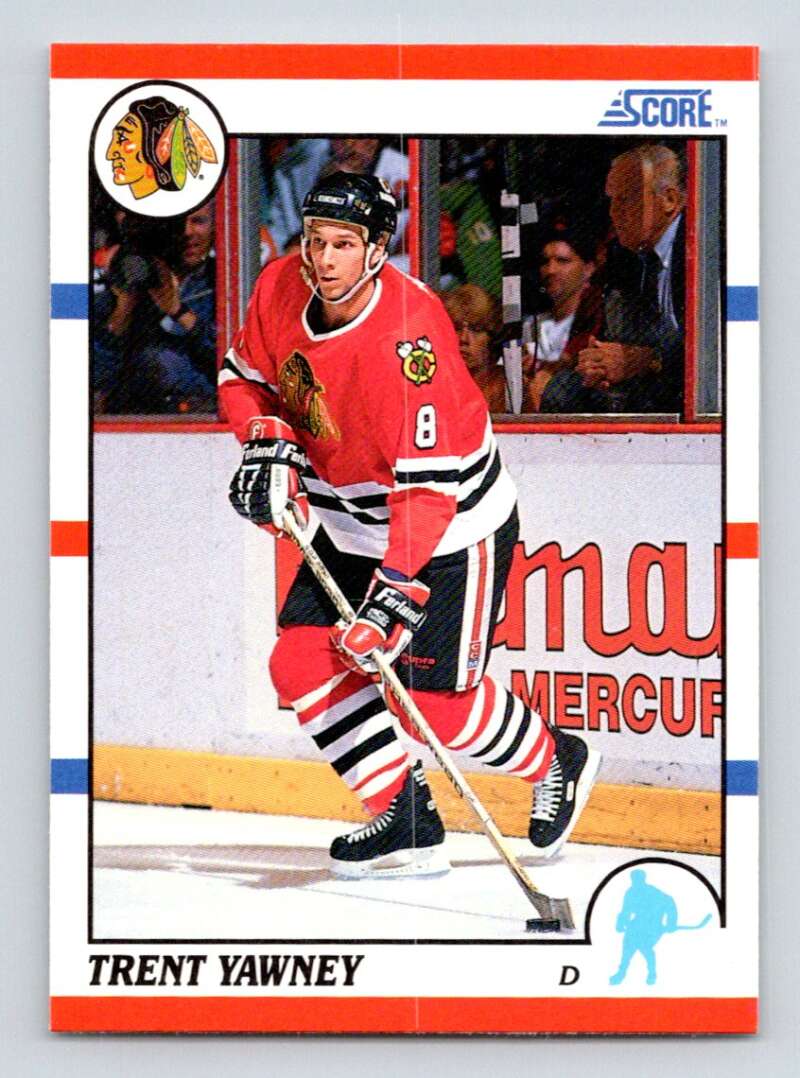 1990-91 Score American #292 Trent Yawney Chicago Blackhawks Image 1