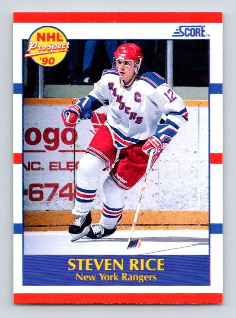 1990-91 Score American #390 Steven Rice RC Rookie Kitchener Rangers Image 1