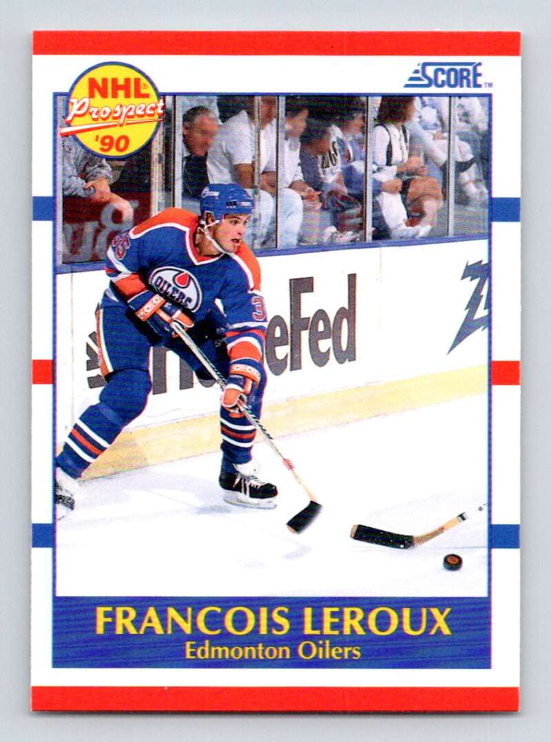 1990-91 Score American #393 Francois Leroux RC Rookie Edmonton Oilers Image 1