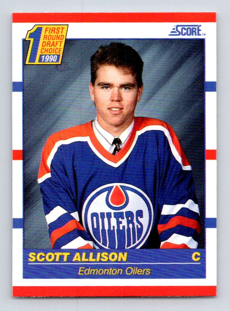 1990-91 Score American #424 Scott Allison RC Rookie Edmonton Oilers Image 1