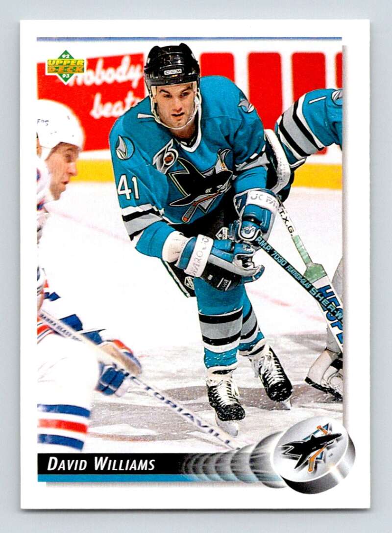 1992-93 Upper Deck Hockey #51 David Williams RC Rookie San Jose Sharks Image 1