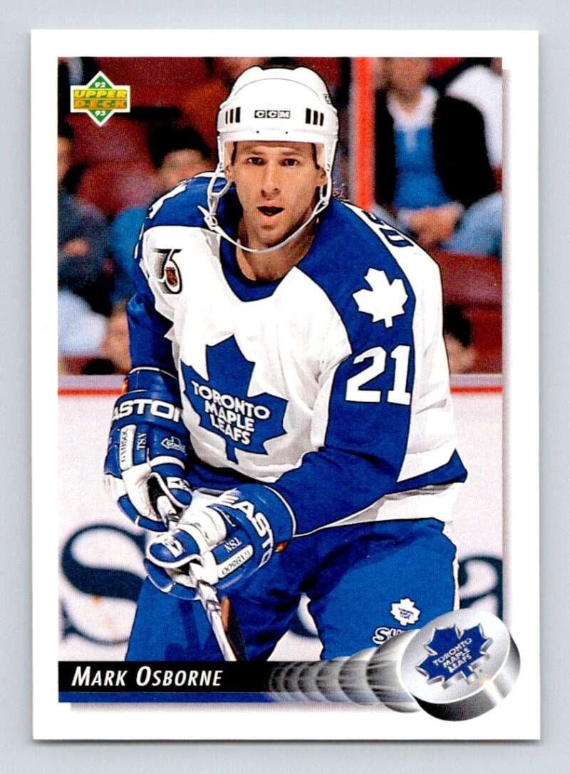 1992-93 Upper Deck Hockey #72 Mark Osborne Toronto Maple Leafs Image 1