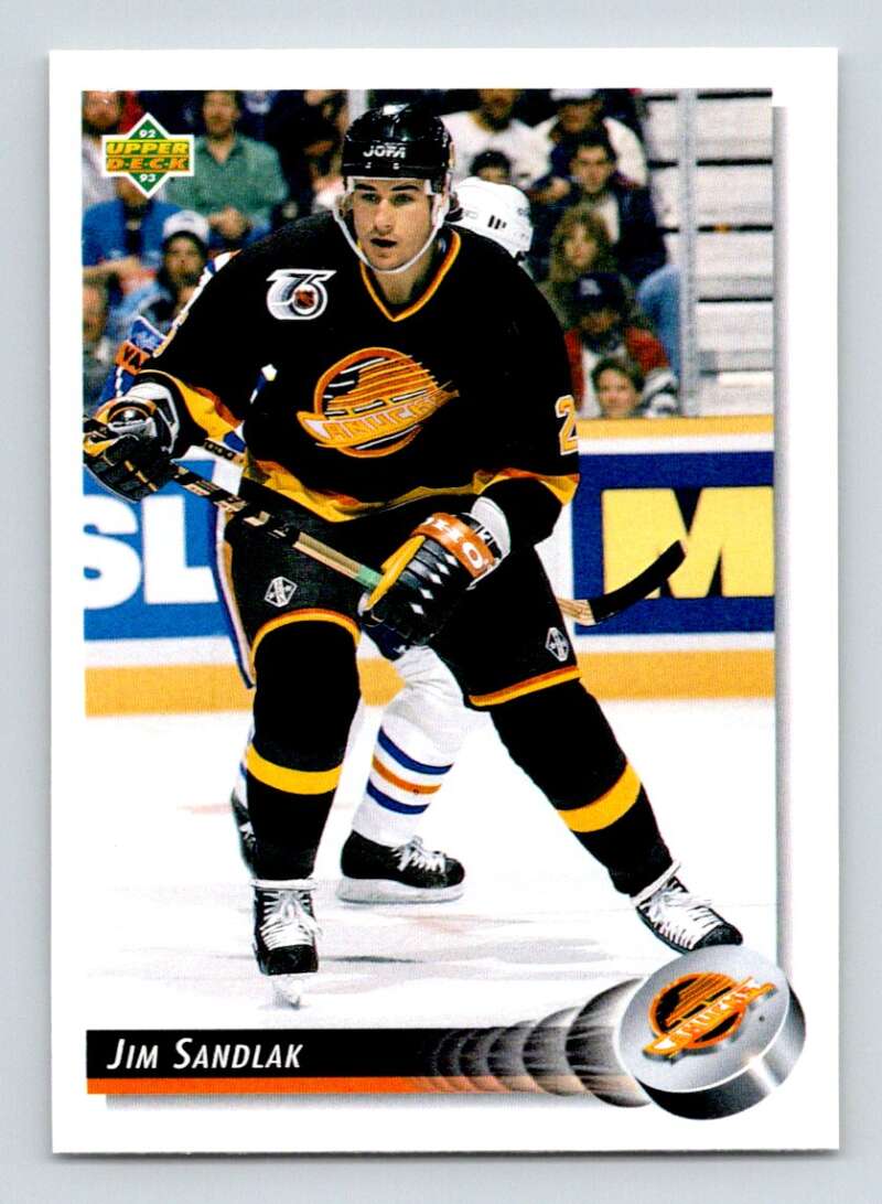 1992-93 Upper Deck Hockey #120 Jim Sandlak Vancouver Canucks Image 1