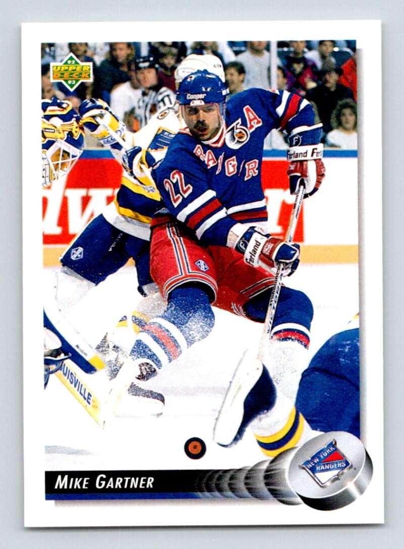 1992-93 Upper Deck Hockey #126 Mike Gartner New York Rangers Image 1