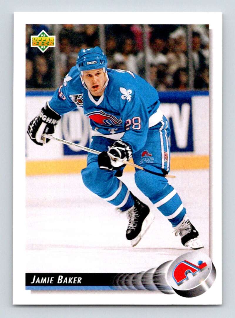 1992-93 Upper Deck Hockey #130 Jamie Baker Quebec Nordiques Image 1