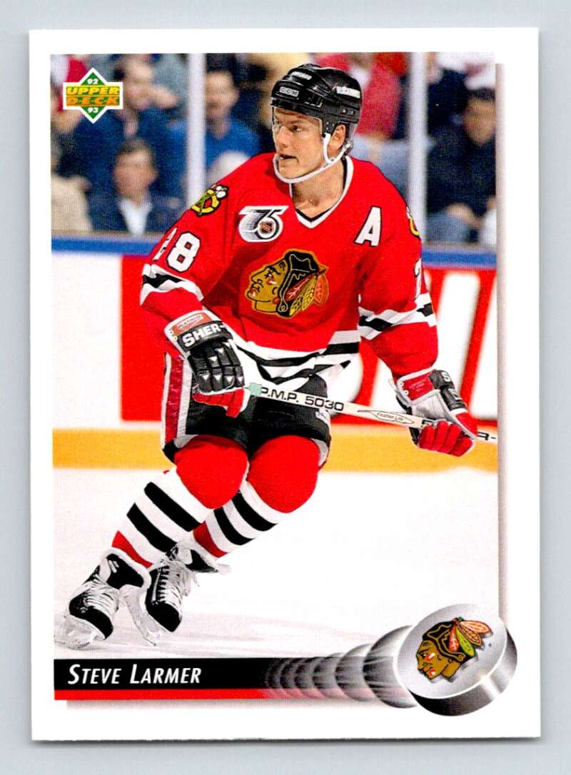 1992-93 Upper Deck Hockey #135 Steve Larmer Chicago Blackhawks Image 1