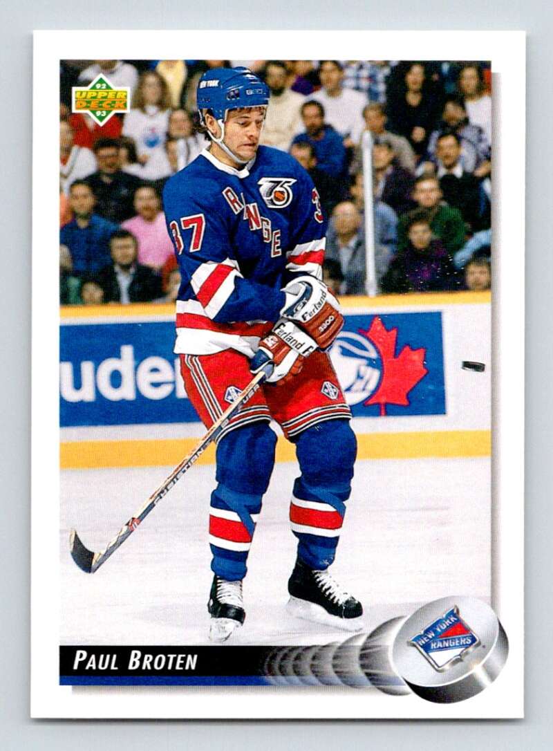 1992-93 Upper Deck Hockey #148 Paul Broten New York Rangers Image 1