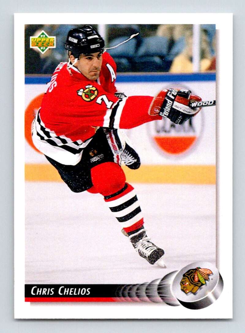 1992-93 Upper Deck Hockey #159 Chris Chelios Chicago Blackhawks Image 1
