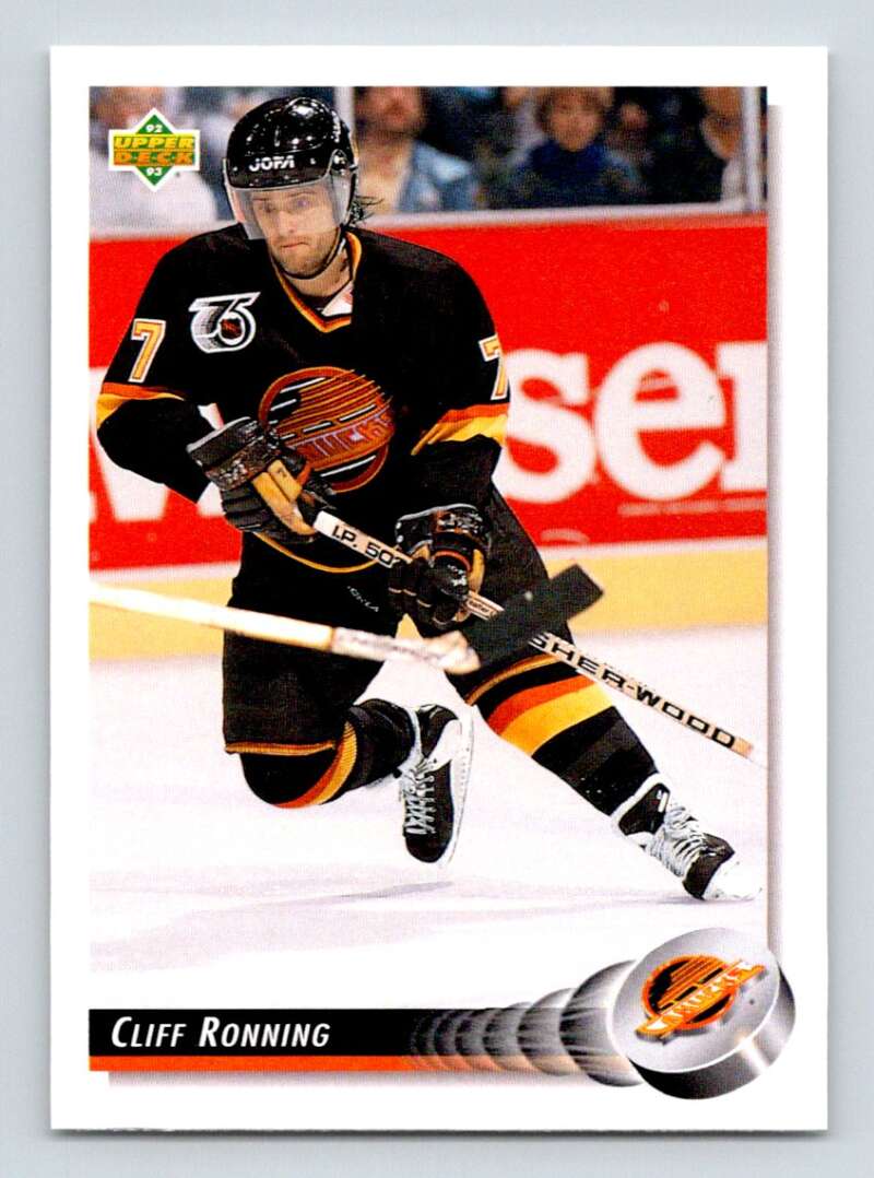 1992-93 Upper Deck Hockey #160 Cliff Ronning Vancouver Canucks Image 1