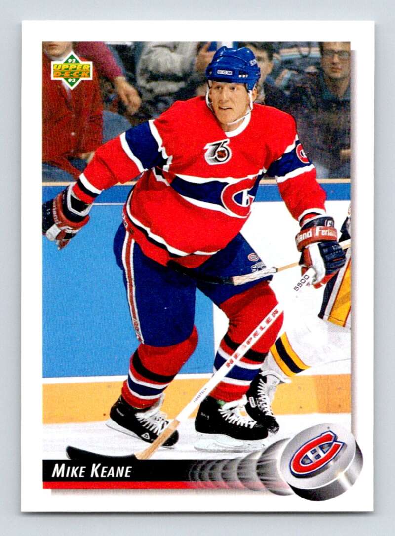 1992-93 Upper Deck Hockey #164 Mike Keane Montreal Canadiens Image 1