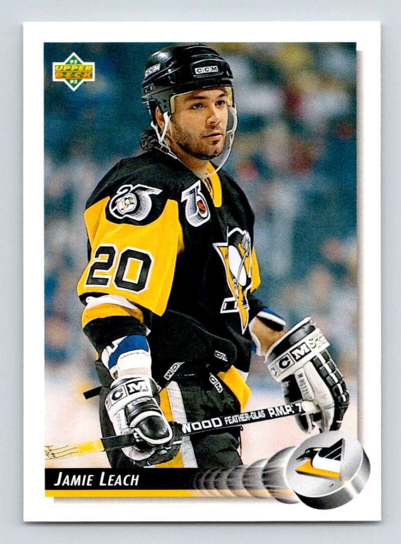 1992-93 Upper Deck Hockey #168 Jamie Leach Pittsburgh Penguins Image 1
