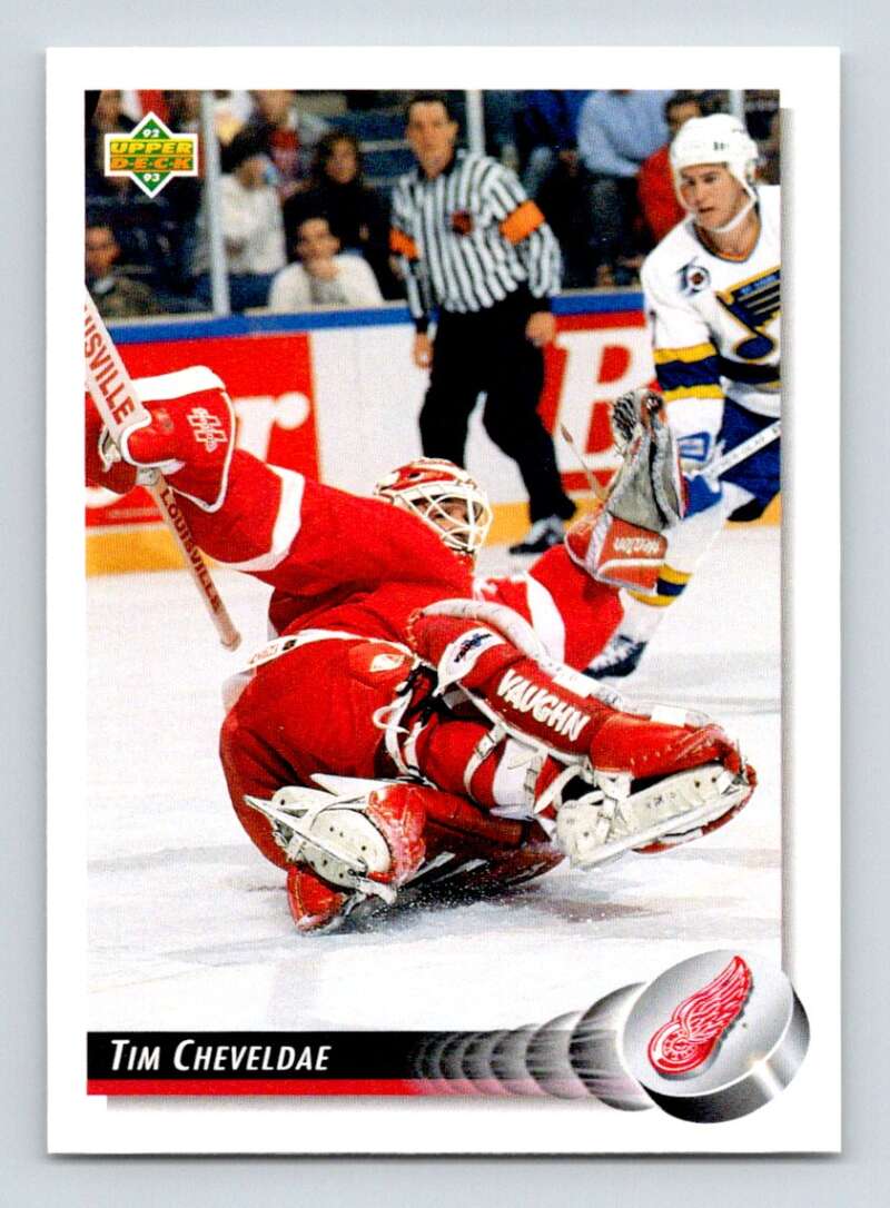 1992-93 Upper Deck Hockey #197 Tim Cheveldae Detroit Red Wings Image 1