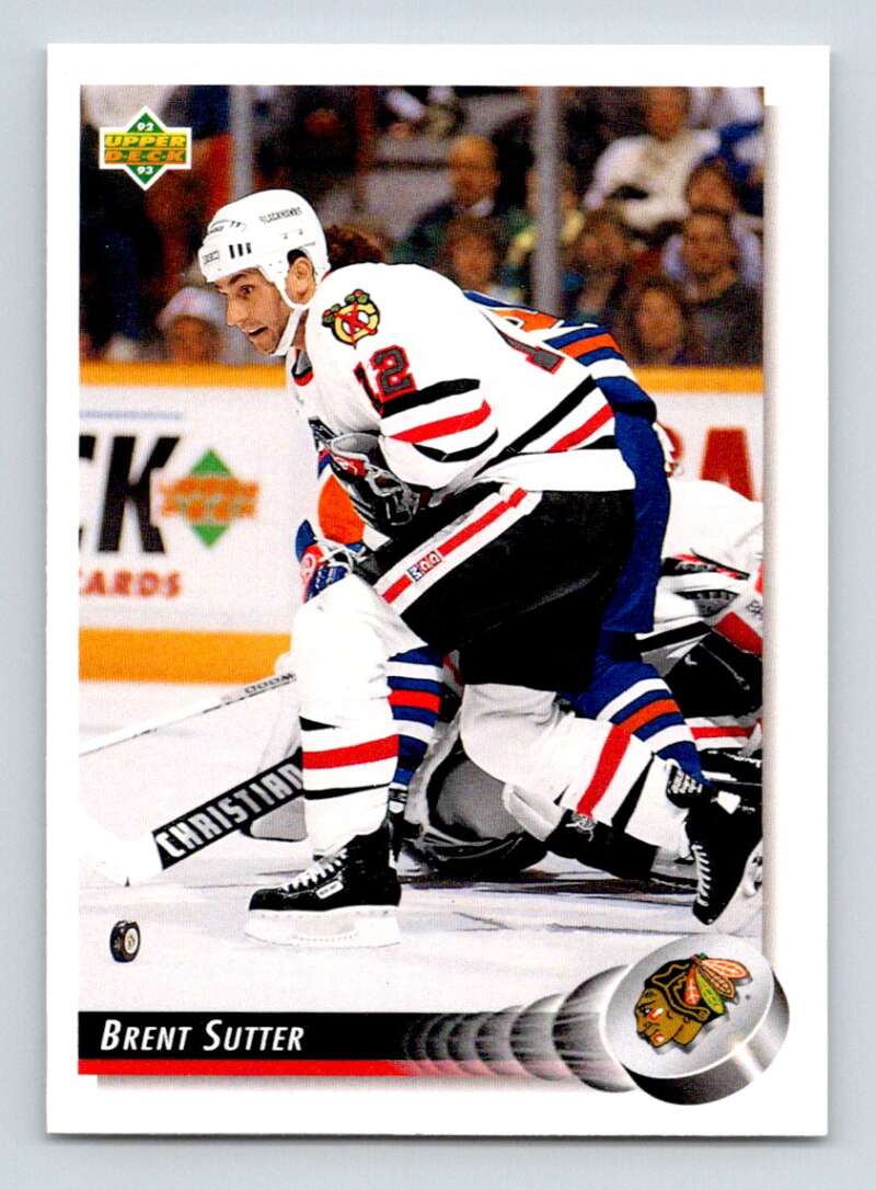 1992-93 Upper Deck Hockey #199 Brent Sutter Chicago Blackhawks Image 1