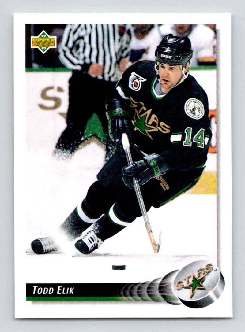 1992-93 Upper Deck Hockey #210 Todd Elik Minnesota North Stars Image 1