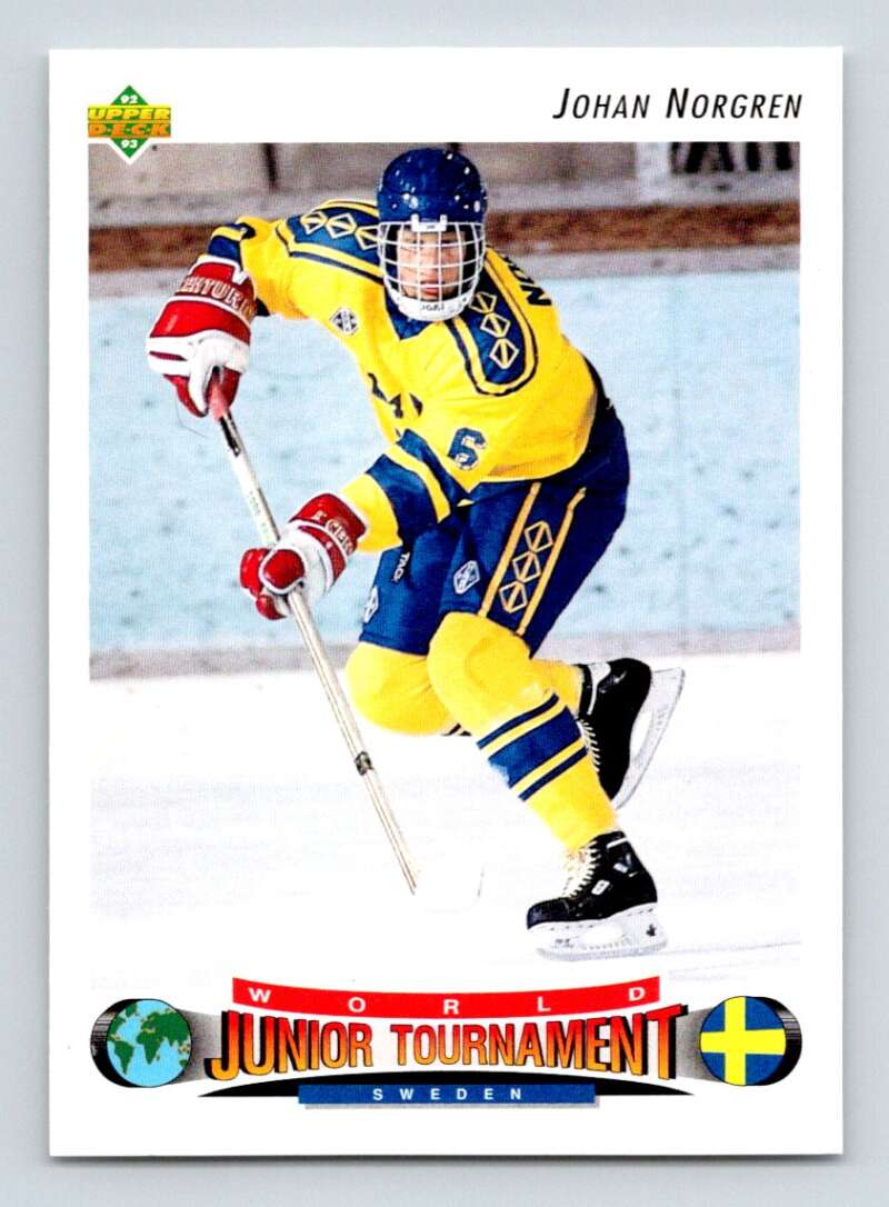 1992-93 Upper Deck Hockey #225 Johan Norgren RC Rookie Image 1